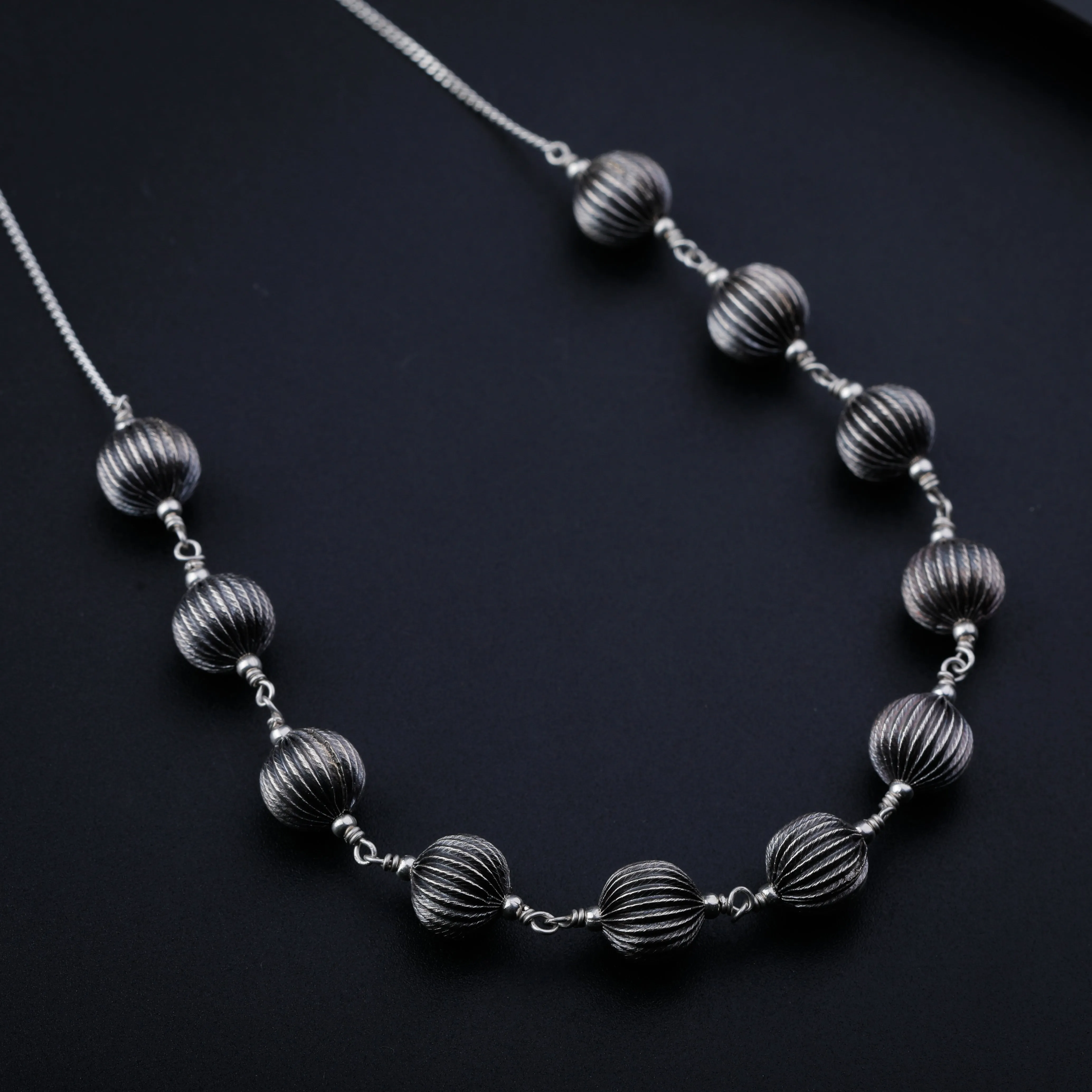 Silver Beads Ganthan with Chain