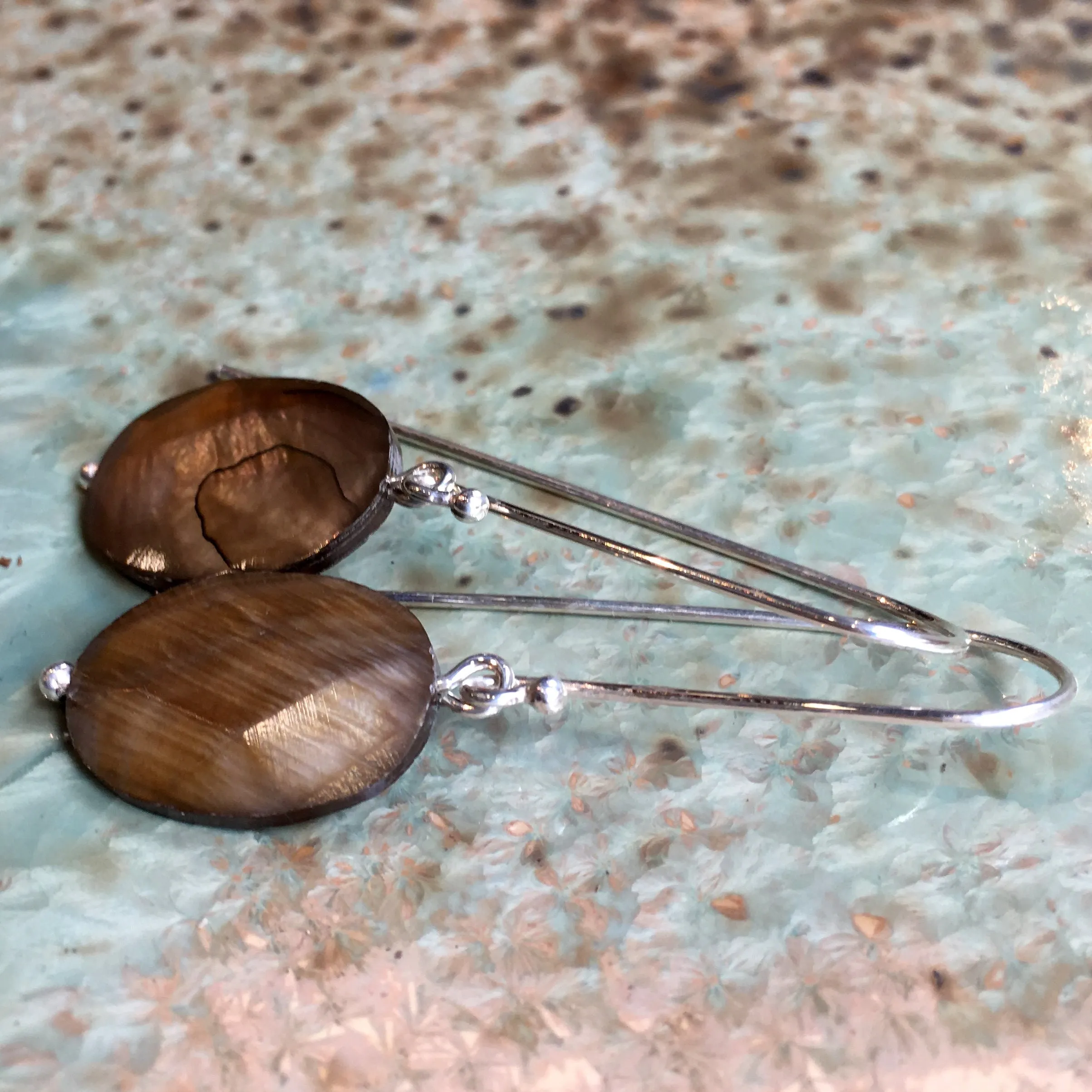 Silver Earthy Agate Dangle Earrings - Soft Spot.
