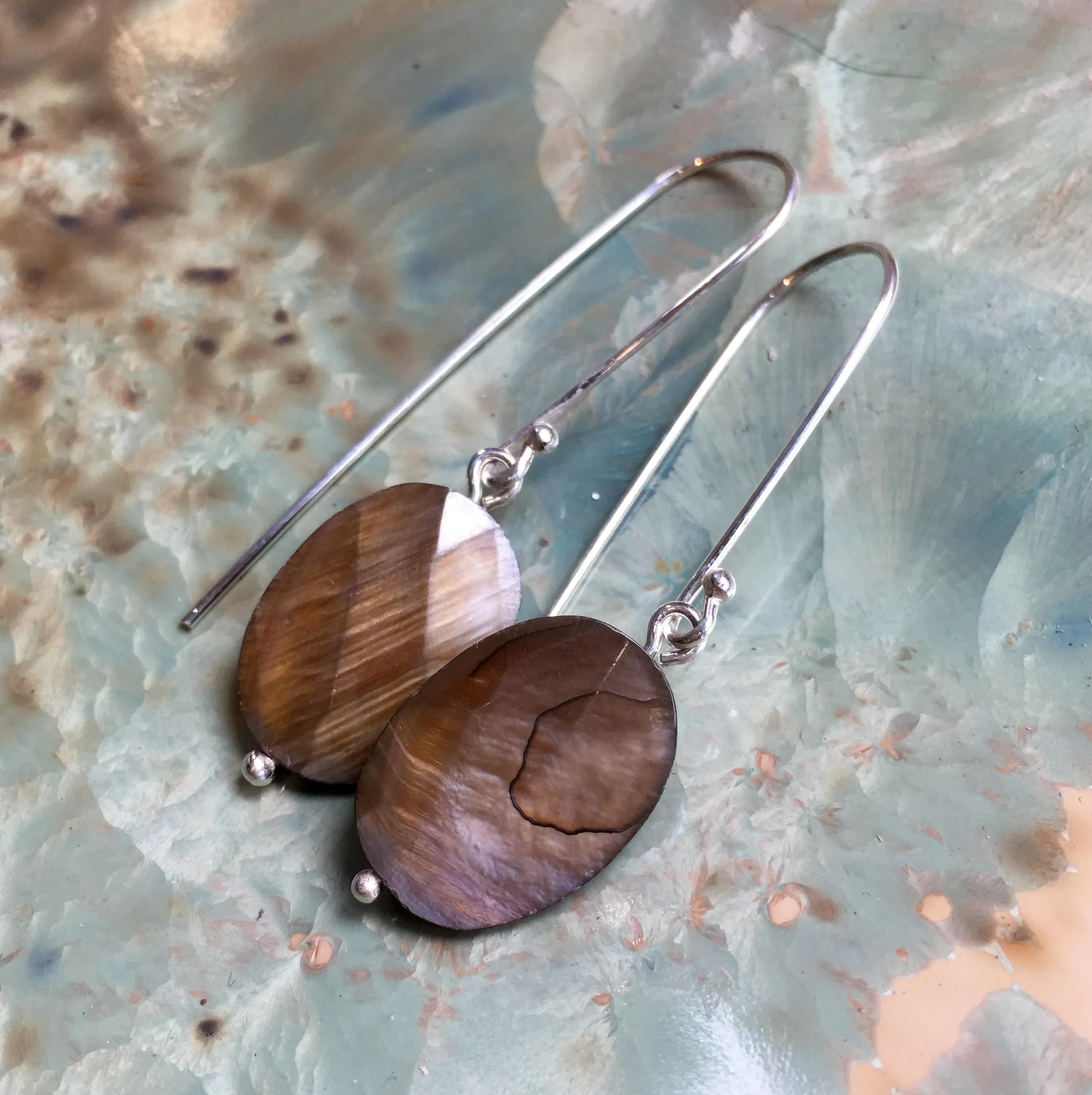 Silver Earthy Agate Dangle Earrings - Soft Spot.