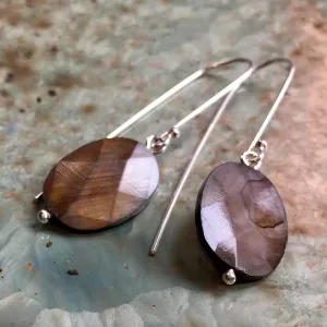 Silver Earthy Agate Dangle Earrings - Soft Spot.