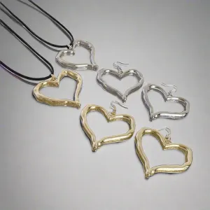 Silver Heart Jewelry Set