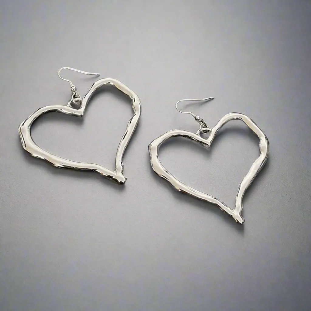 Silver Heart Jewelry Set