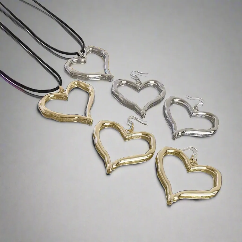 Silver Heart Jewelry Set