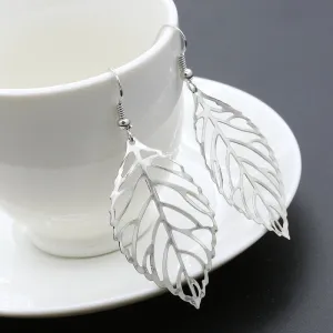 Silver Leaf Dangle Earrings