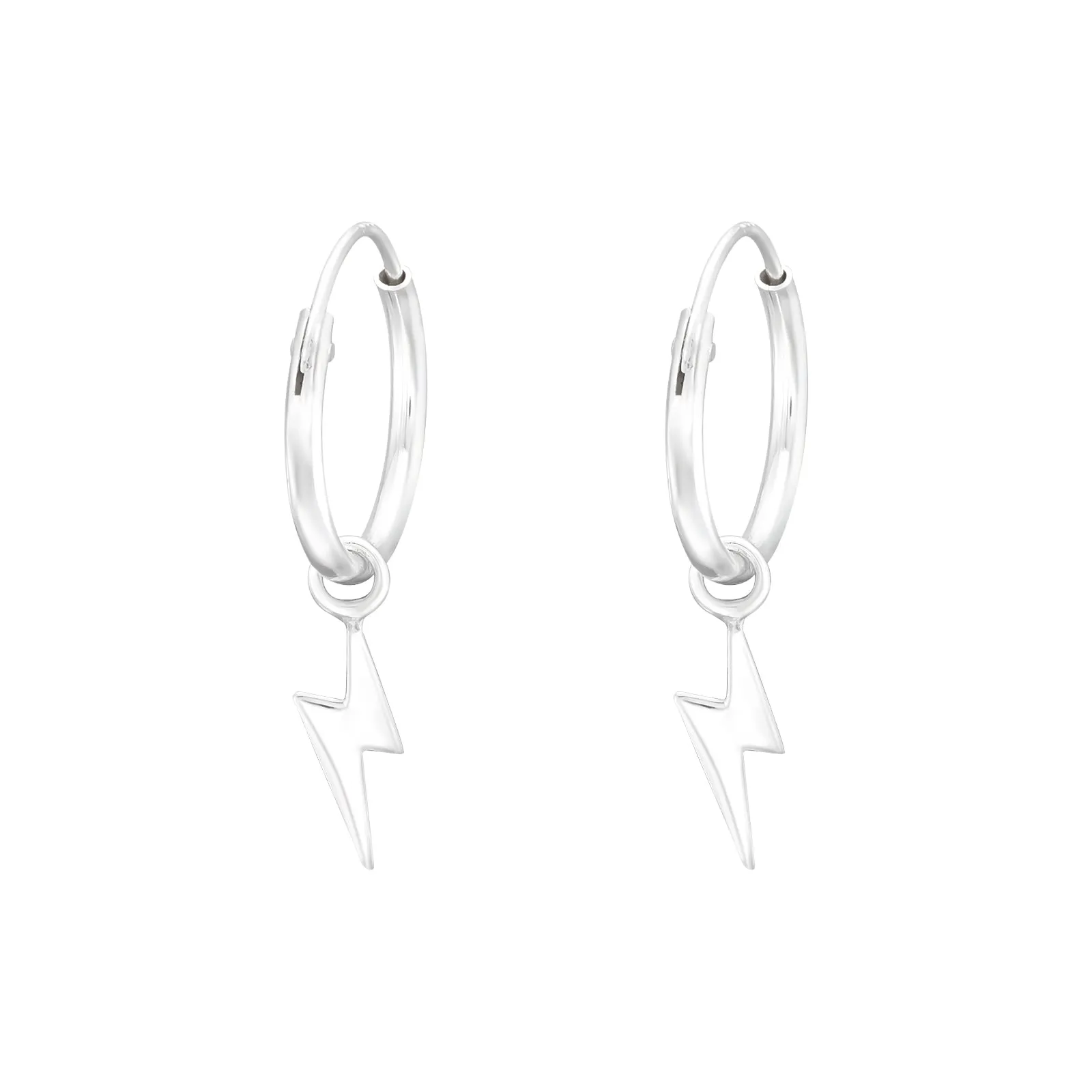 Silver Lightning Bolt Mini Hoop Earrings