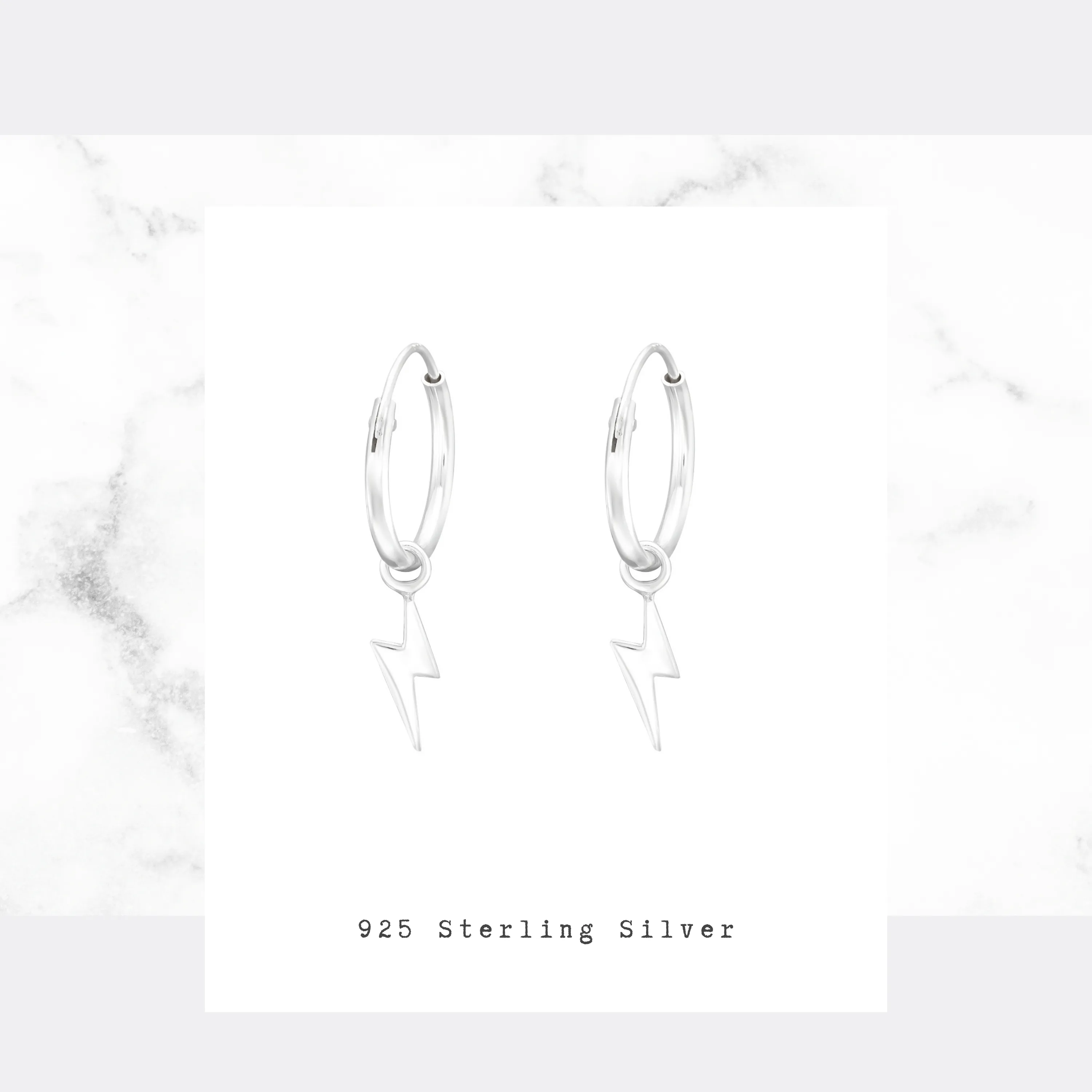 Silver Lightning Bolt Mini Hoop Earrings