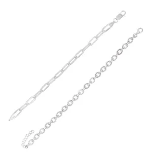 Silver Pavé X Solid Link Bracelet Combo Set