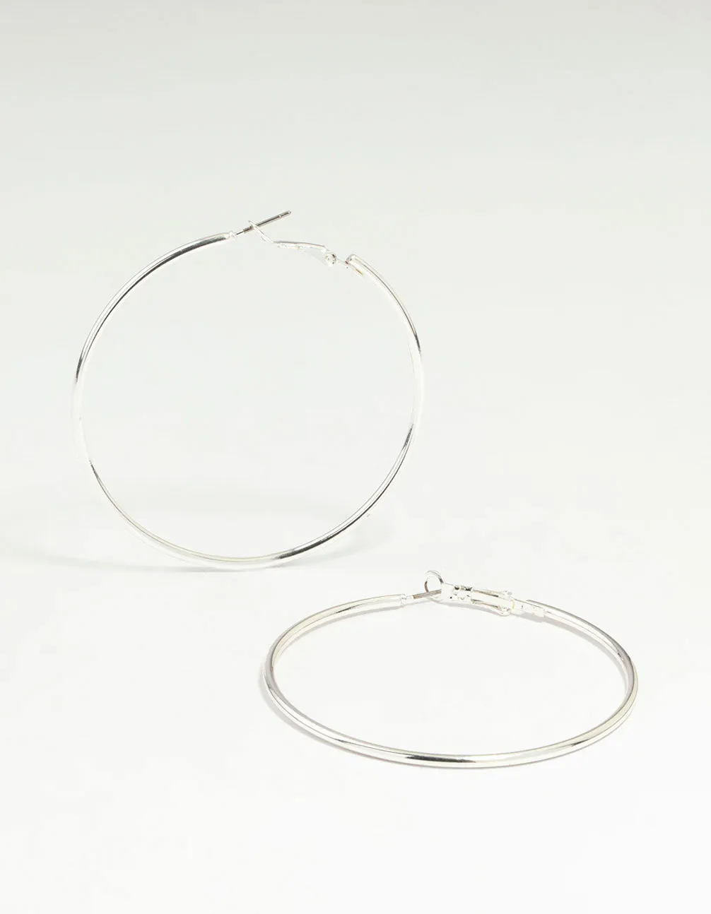 Silver Plain Thin Hoop Earrings