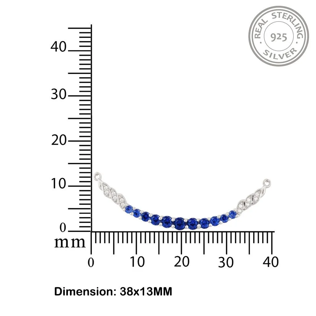 Silver Sapphire Curved Bar Necklace
