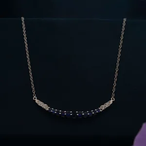 Silver Sapphire Curved Bar Necklace