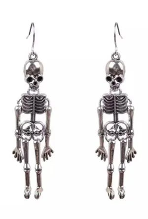 Silver Skeleton Dangle Earrings