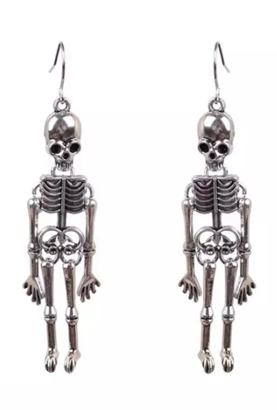 Silver Skeleton Dangle Earrings