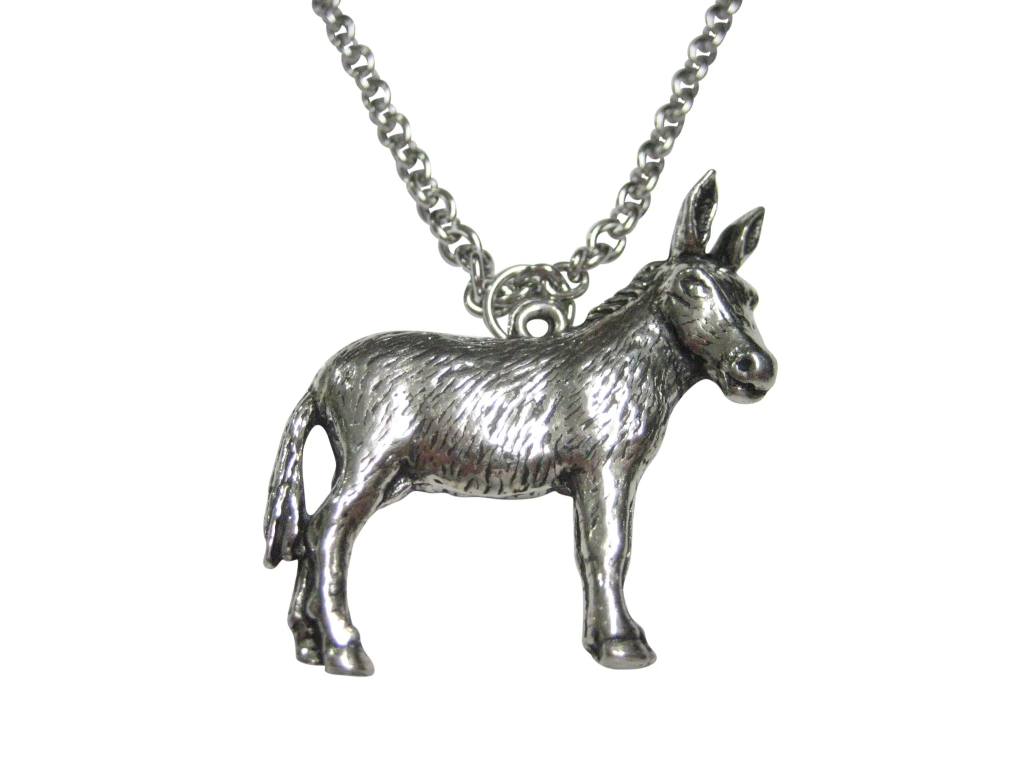 Silver Toned Donkey Pendant Necklace