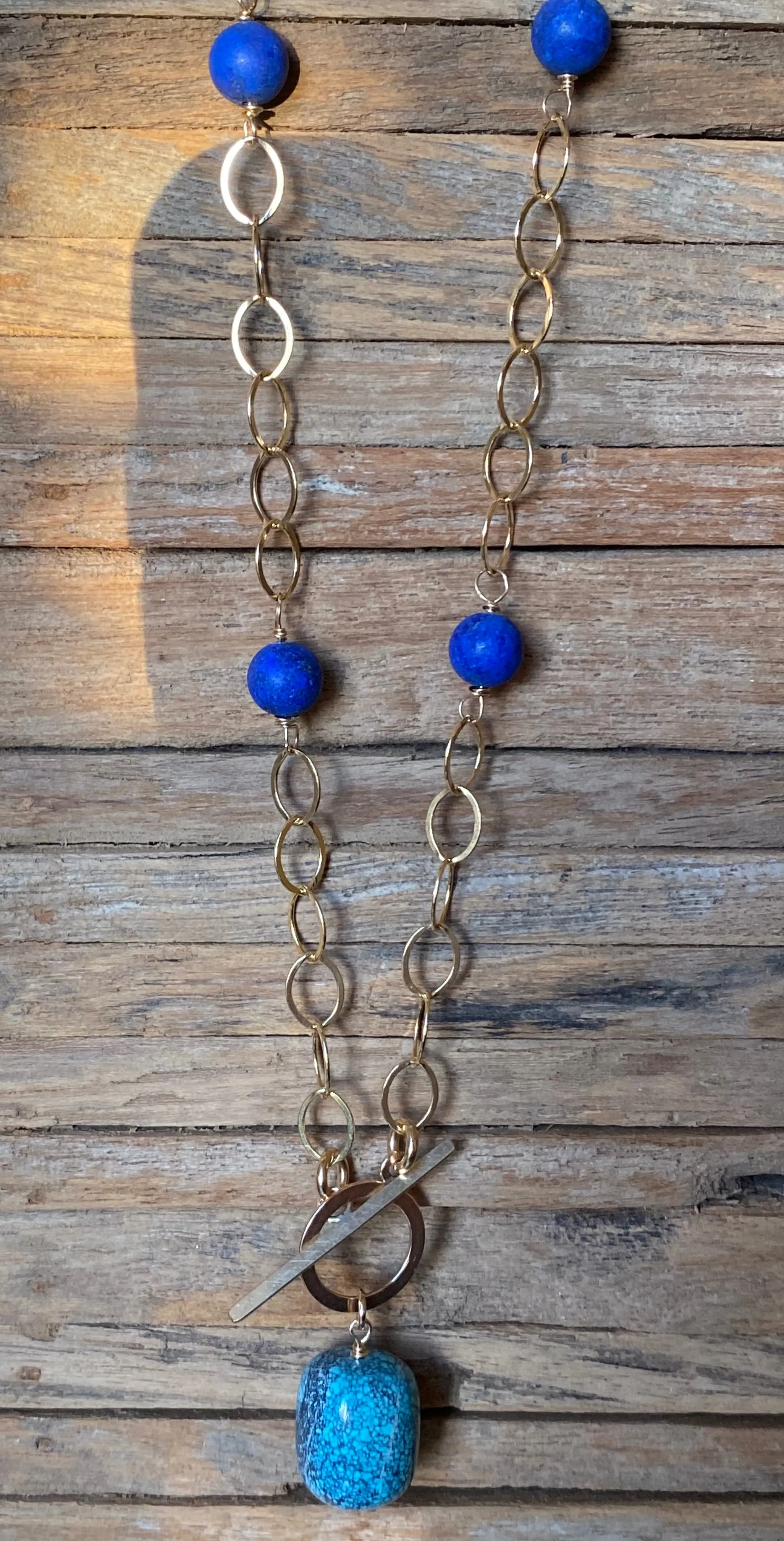 Simon & Lulu Turquoise & Lapis Toggle Necklace