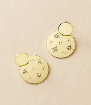 Sitara Starry Double Circle Dangle Earrings - Gold