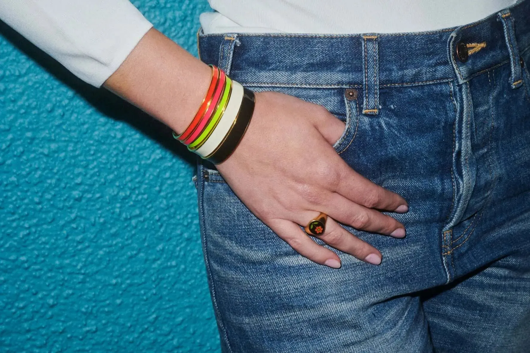 Slim Neon Yellow Enamel Cuff