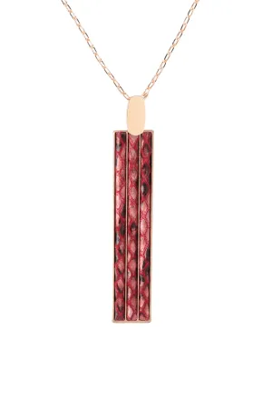 SNAKE SKIN BAR SHAPED PU LEATHER LONG NECKLACE