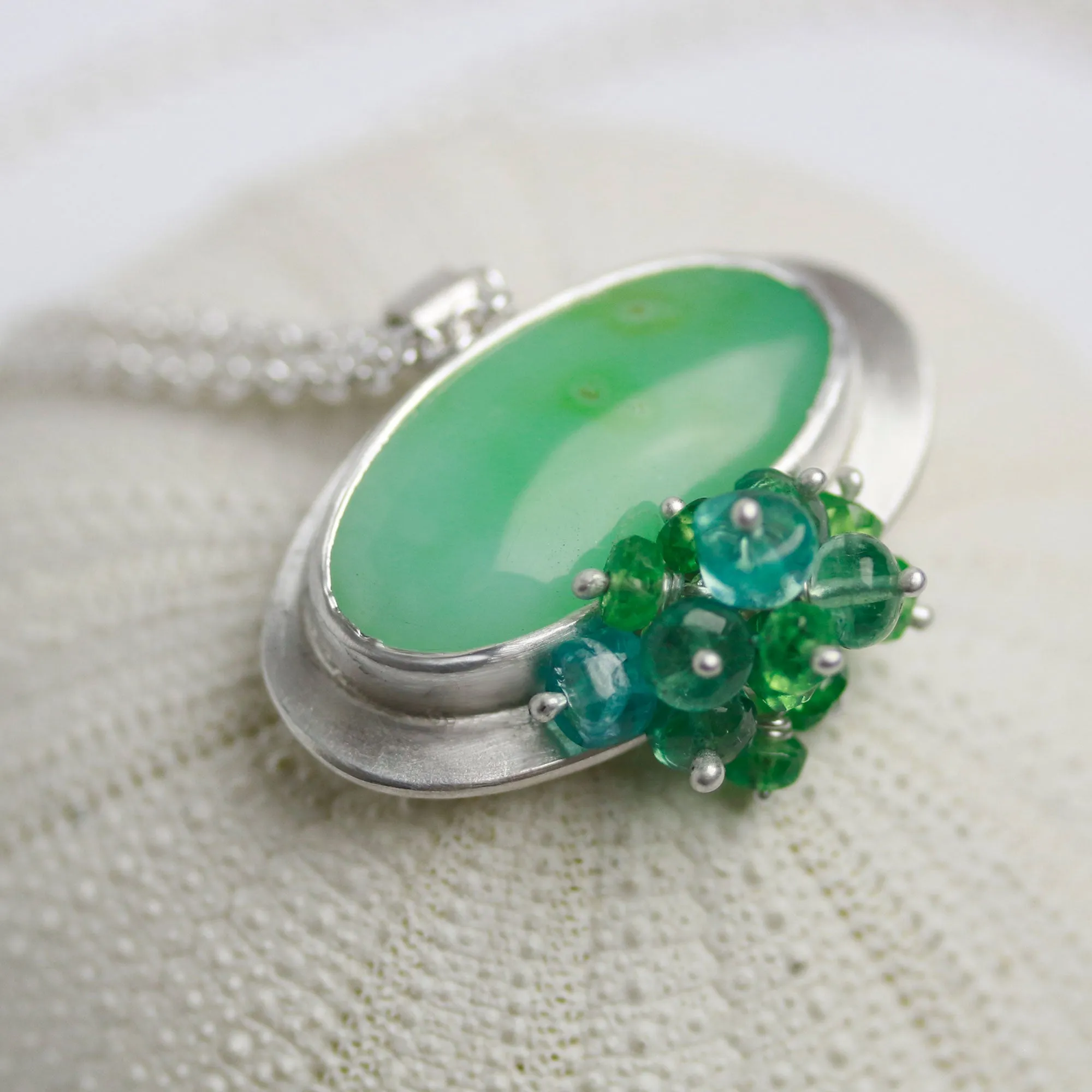 Sold! Chrysoprase Pendant with Fringe