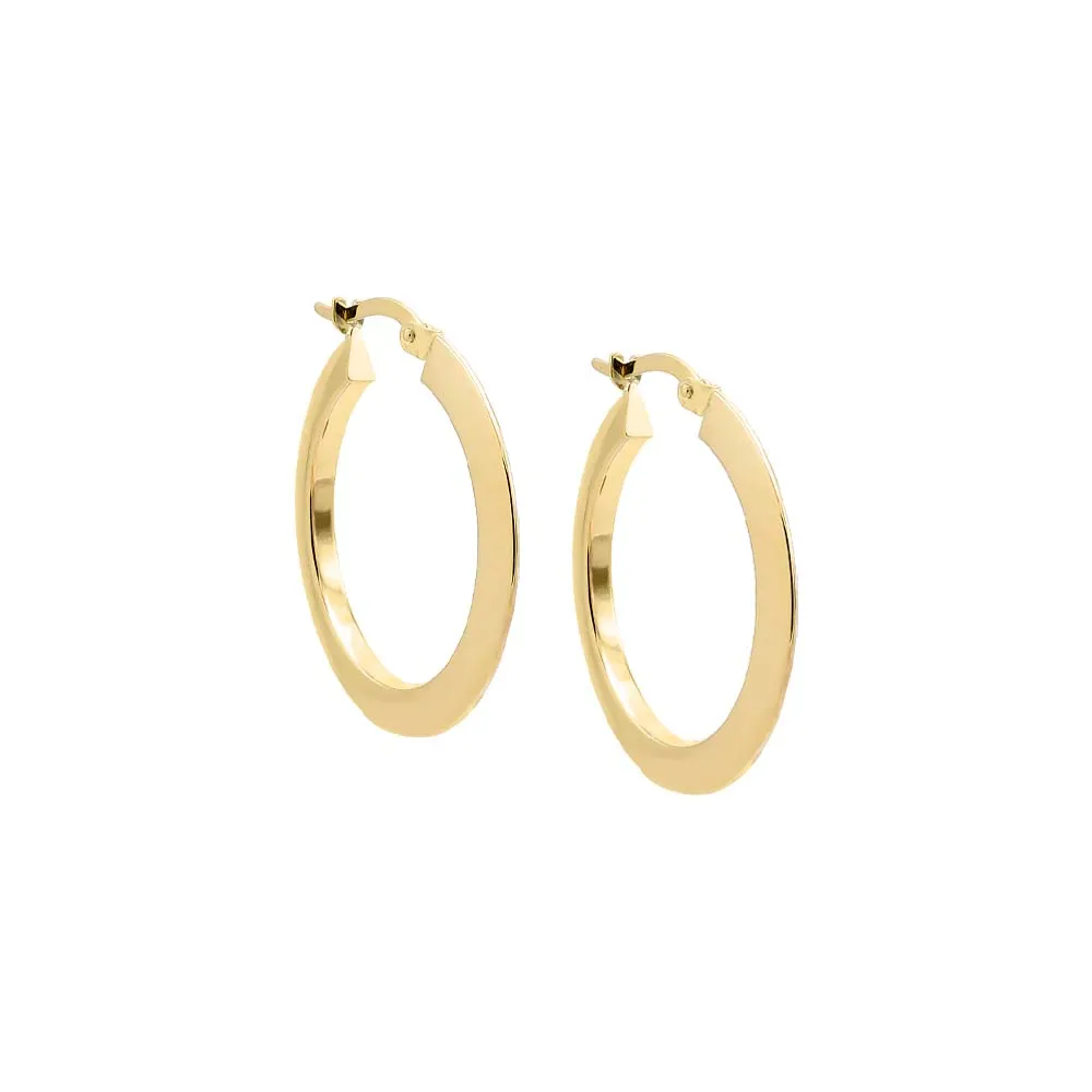Solid Thin Round Hoop Earring 14K
