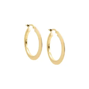 Solid Thin Round Hoop Earring 14K