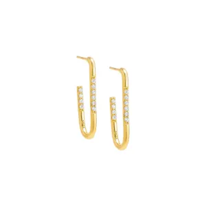 Solid/Pave Thin Large Oval Hoop Earring