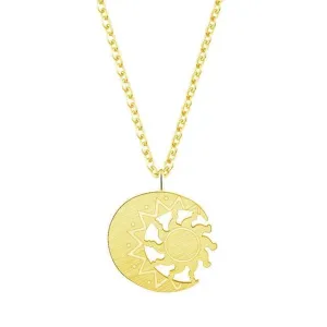 Stainless Steel Crescent Amulet Necklace