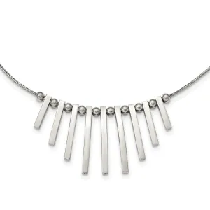 Stainless Steel Polished Bars and Beads 15.75in w/1in ext Necklace