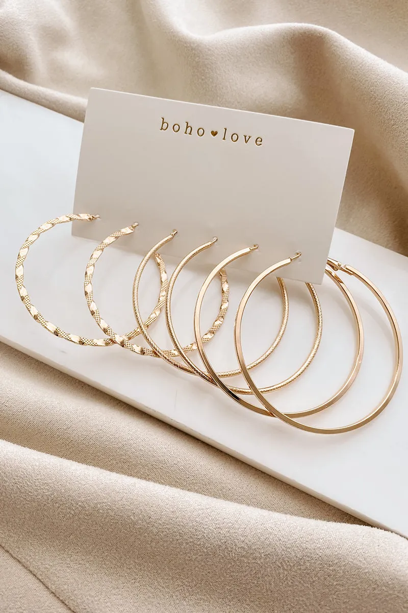 Standing My Ground Hoop Earring Set (Gold)