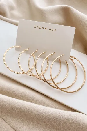 Standing My Ground Hoop Earring Set (Gold)