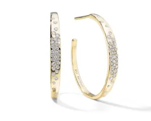 Stardust Crinkle Hoop Earring in 18K Gold with Diamonds