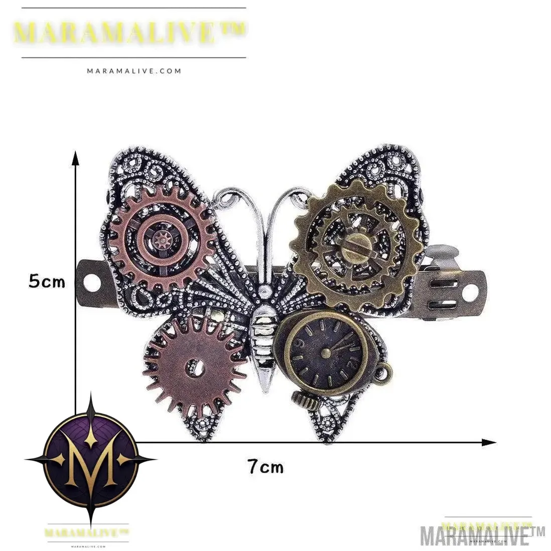 Steampunk Gear Alloy Butterfly Spring Clip Barrettes