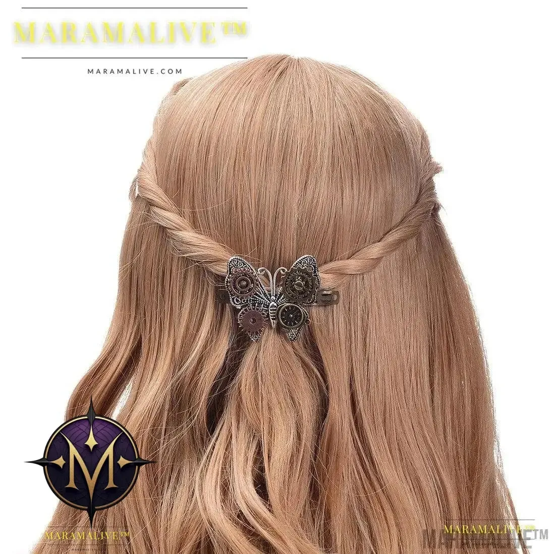 Steampunk Gear Alloy Butterfly Spring Clip Barrettes