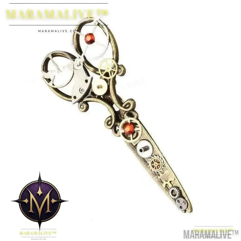 Steampunk Vintage Gear Scissors Barrettes Gothic Clock Screw Vintage Lolita Brooch Headdress