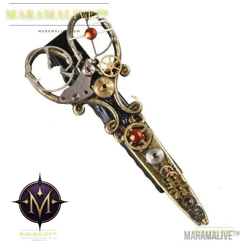 Steampunk Vintage Gear Scissors Barrettes Gothic Clock Screw Vintage Lolita Brooch Headdress