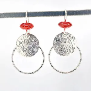 Sterling Hoop Earrings with Carnelian