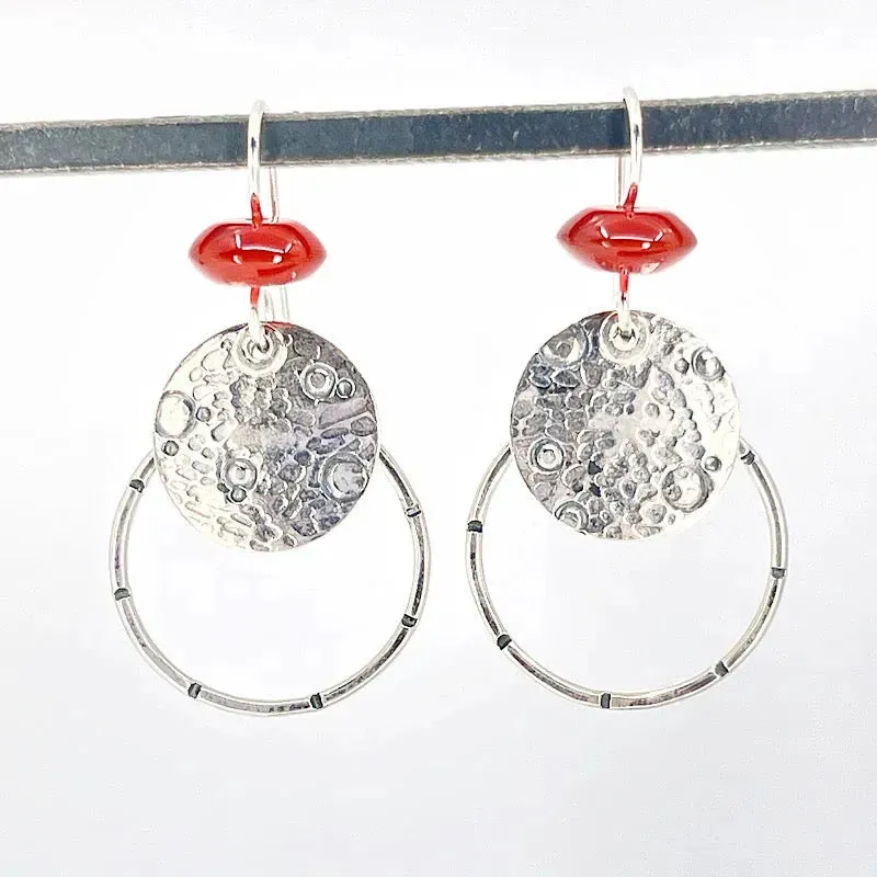 Sterling Hoop Earrings with Carnelian