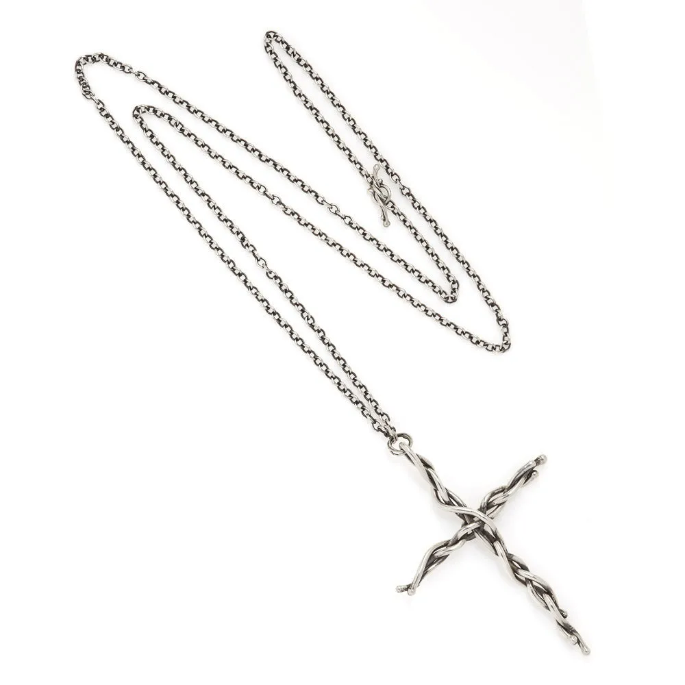 Sterling large vine cross pendant