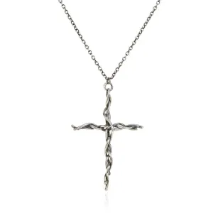 Sterling large vine cross pendant