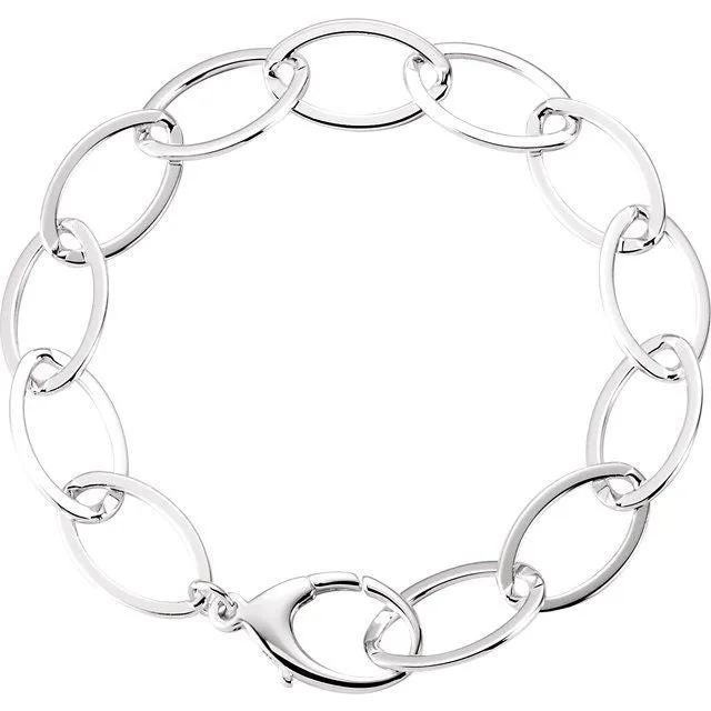 Sterling Silver 11.2 mm Oval Link 8" Bracelet