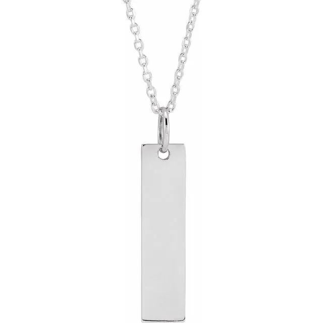 Sterling Silver 20x5 mm Engravable Bar 16-18" Necklace