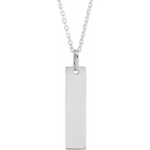 Sterling Silver 20x5 mm Engravable Bar 16-18" Necklace