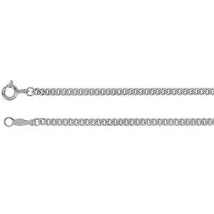 Sterling Silver 2.25 mm Solid Curb Link 18" Chain