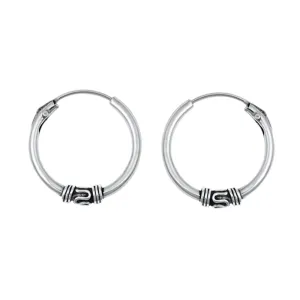 Sterling Silver Bali Style Hoop Boho Wavy Wrap Earrings 925 New