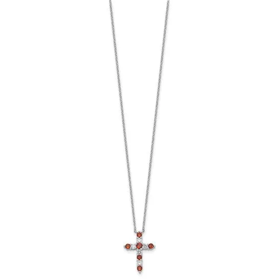 Sterling Silver Birthstone Cross Necklaces