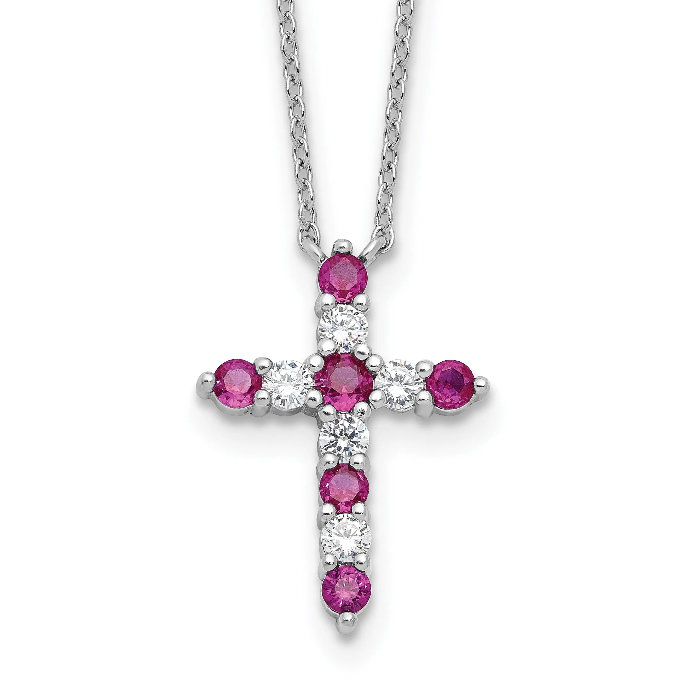 Sterling Silver Birthstone Cross Necklaces