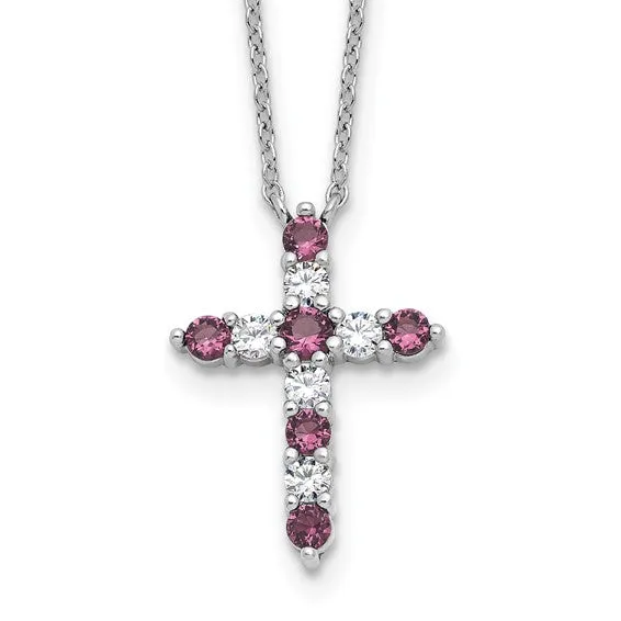Sterling Silver Birthstone Cross Necklaces