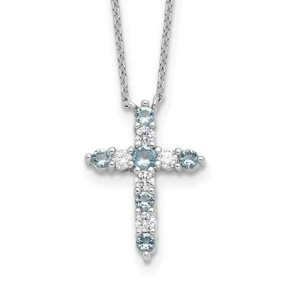 Sterling Silver Birthstone Cross Necklaces