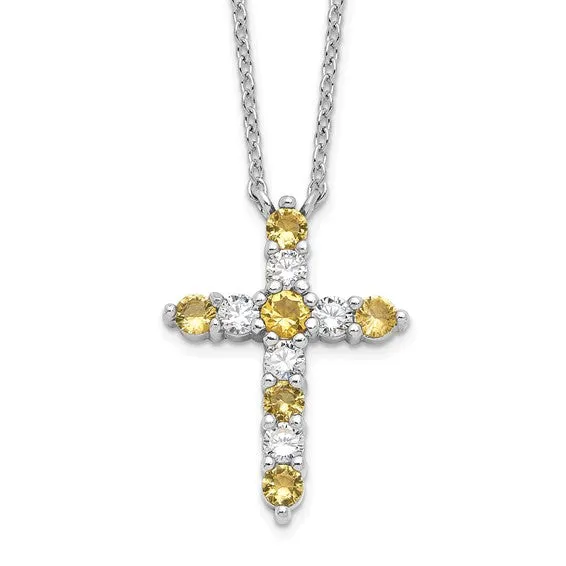 Sterling Silver Birthstone Cross Necklaces