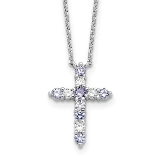 Sterling Silver Birthstone Cross Necklaces