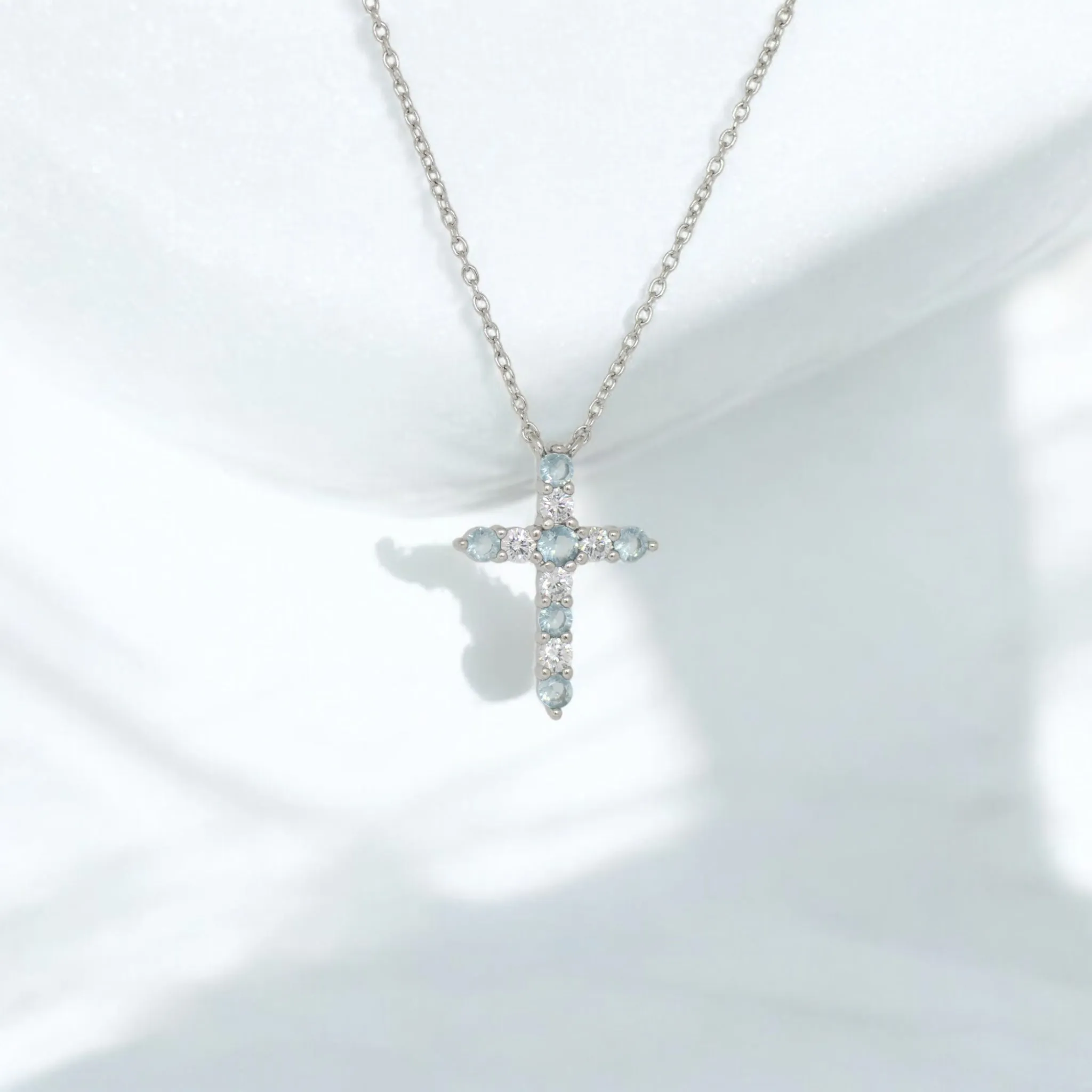 Sterling Silver Birthstone Cross Necklaces